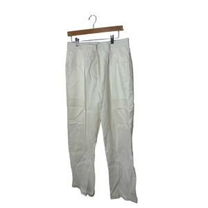 DANIEL ELLISSA 100% Linen Dress Pants pleated Cuffed Ivory 32x32 NEW